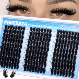 PHKERATA Spikes Lash Clusters Wispy Clusters Eyelash Extensions 12-20mm Volume Eyelash Clusters with Spikes DIY Individual Lashes Extensions Look Soft Thick Lashes Clusters Salon Effect