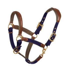 Ovation Luxor Cushion-Flex Halter, Color: Brown/Navy, Size: Cob (470809BRNNVCOB)