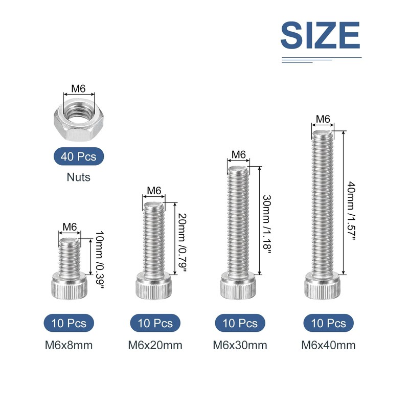 DTGN 80 Pieces M6 Metric Screw Assortment Bolt and Nut