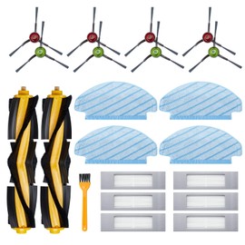 Alloytool 21 St??ck Zubeh?rset f??r Yeedi vac Hybrid/Yeedi vac Max/Yeedi vac Station Staubsauger Ersatzteile 2 Hauptb??rste 6 Filter 8 Seitenb??rsten 4 Wischt??cher 1 Werkzeug