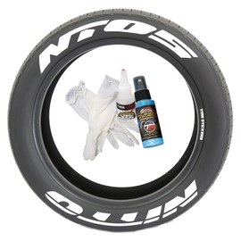 Tire Stickers Nitto NT05 - Permanent DIY Glue On White Tire Lettering Kit with Glue & 2oz Touch-Up Cleaner / 19-21 Inch Wheels / 1.25 Inches/White / 4 Pack