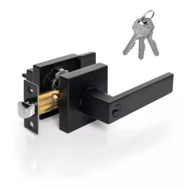 LIZOFERTAS Cerradura Manija Negra Cuadrada Puerta Recamara O Principal