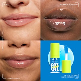 NYX Professional Makeup Fat Oil Chillz Gloss, Brillo Labial Hidratante con Efecto Refrescante hasta por 12 Horas, Sensación No Pegajosa, Fórmula Vegana, Tono Polar Peppermint (Azul), 4.8 ml