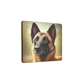 Wooden Fridge Magnet of Belgian Malinois Dog Face, Realistic Design for Dog Lovers (mag-kf25-274)