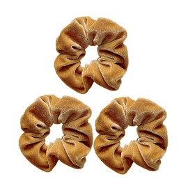 scicent Hair Scrunchies Girls Pack of 3 Velvet Hair Scrunchies Dark Yellow Scrunchies Women's Fabric Hair Band Fashion Hair Accessories Elastic Rubber Band Cable Elastics - 11