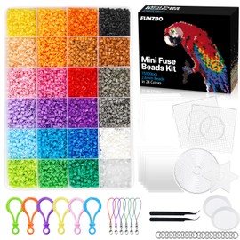FUNZBO 15000 2.6mm Mini Size Fuse Beads Set - 24 Colors, Toys and Crafts, Arts and Crafts, Kids Room Decorations, Gifts for Girls, Boys, Kids and Teens (Non Standard Size)