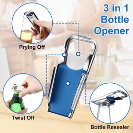 Gulfmew 2 Pcs 3 in 1 Beer Bottle Opener Resealer, Stainless Steel Twist off/pry off Opener, Portable Bottle Reseal Tool for Beer Soda, Durable Rust Resistant for Home, Travel, Party, Gift for Men
