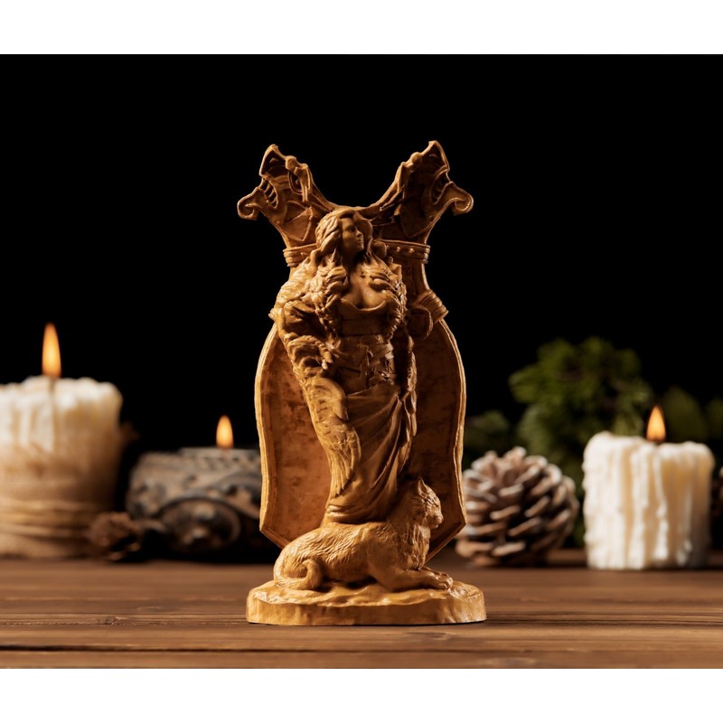 Freya Statue, Norse Pagan Decor, Goddess Statue Altar,Freya cats， Freyja