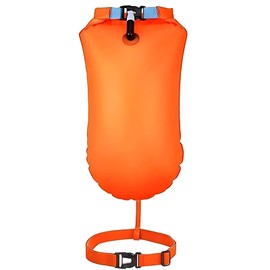 Swimming Buoy, Waterproof Dry Bag, Inflatable Swimming Buoy, Swimming Buoy with Waist Strap, for Safety, Open Water and Triathlon, Swimming, Snorkelling Accessories, Highly Visible (Orange)
