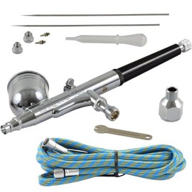 Agora-Tec airbrush gun kit AT-AK-01 with a 1.8 m hose and 3 different nozzles and needles (0.2 mm 0.3mm 0.5 mm)