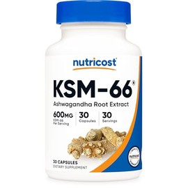 Nutricost KSM-66 Ashwagandha Root Extract 600mg, 30 Veggie Caps - 5% Withanolides - with BioPerine - Full-Spectrum Root Extract