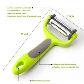 Peeler, Set of 2, Multifunctional Peeler Set, 3-in-1 Peeler and Straight Peeler, Vegetable Peeler & Fruit Peeler, Swivel Peeler, Peeler with Serrated Edge, Potato Peeler, Carrot Peeler