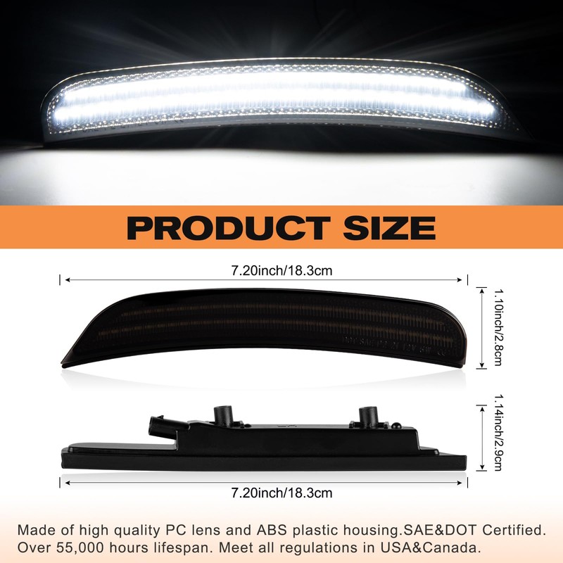Gempro White LED Side Marker Lights Compatible with Dodge Charger