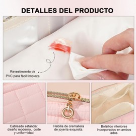 Cosmetiquera Para Maquillaje, Bolsa De Tocador Neceser Portátil Bolsa De Maquillaje Grande, Cosmetiquera De Viaje, Bolsa De Lavado Impermeable Por Viaje Portátil, Rosa