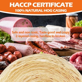 HAIKISS Edible Drying Sausage Casing, Natural Sausage Casings for Flavorous Homemade Sausages, Breakfast Sausage, Italian Sausage and Most Delicious Sausage Ham Sausage Tool (8m/26ft),Φ43mm