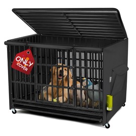 Explore Land 36 inches Dog Crate Cover with Top Panel Non-Toxic Inodorous Polyester Friendly for Dogs (Black)
