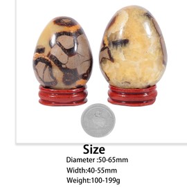 Nupuyai Natural Septarian Dragon Stone Egg with Wooden Stand, Geode Crystal Stone Egg Feng Shui Office Home Decor Meditation Easter Crystal Egg, 50x40mm