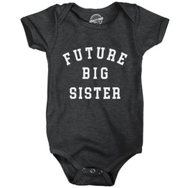 Crazy Dog T-Shirts Future Big Sister Onesie – Funny Sibling Announcement Bodysuit for Baby Girls – Soft Cotton Infant Romper for Pregnancy Reveal or Baby Shower - Grey 24 Months