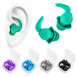 Swimming Ear Plugs, 5 Pairs Reusable Waterproof Ear Plugs for Swimming Adults & Teens, Soft Silicone Swim Earplugs with Individual Cases, Noise Reducing for Shower, Sleeping, Surfing, Travel
