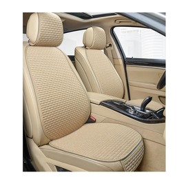 Yourkar 4PCS Car Seat Cover Pad, Breathable Auto Front Seat Bottom Cushion Mat & Seatback Cover, Soft Comfortable Vehicle Full Seat Protector, Universal Truck SUV Car Accessories (Beige)
