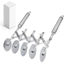 5-Wheel Professional Pastry Cutter - Stainless Steel Pizza & Dough Tool, Multi-Use Kitchen Utensil for Baking, Lattice Cutting, Cookie Dividing - Heavy Duty Pastry Wheel with Ergonomic Handle