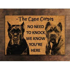 bnil Cane Corsos Funny Doormat, 20x32 Inch, Black
