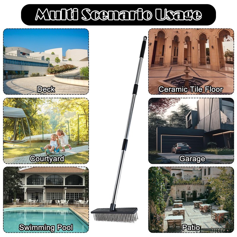 Heavy Duty Wire Push Broom Brush, 15.7" Stainless Steel Bristle