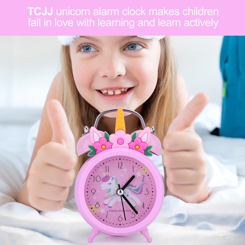 TCJJ Unicorn Alarm Clock for Girls - Non-Ticking, Quiet Bedside