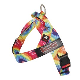 BULLHUG Harness – Made for Larger Chested Dogs Like English Bulldogs, French Bulldogs, Pugs & More. Stops Dogs from Pulling & Choking on Walks (TIE DYE, XL)