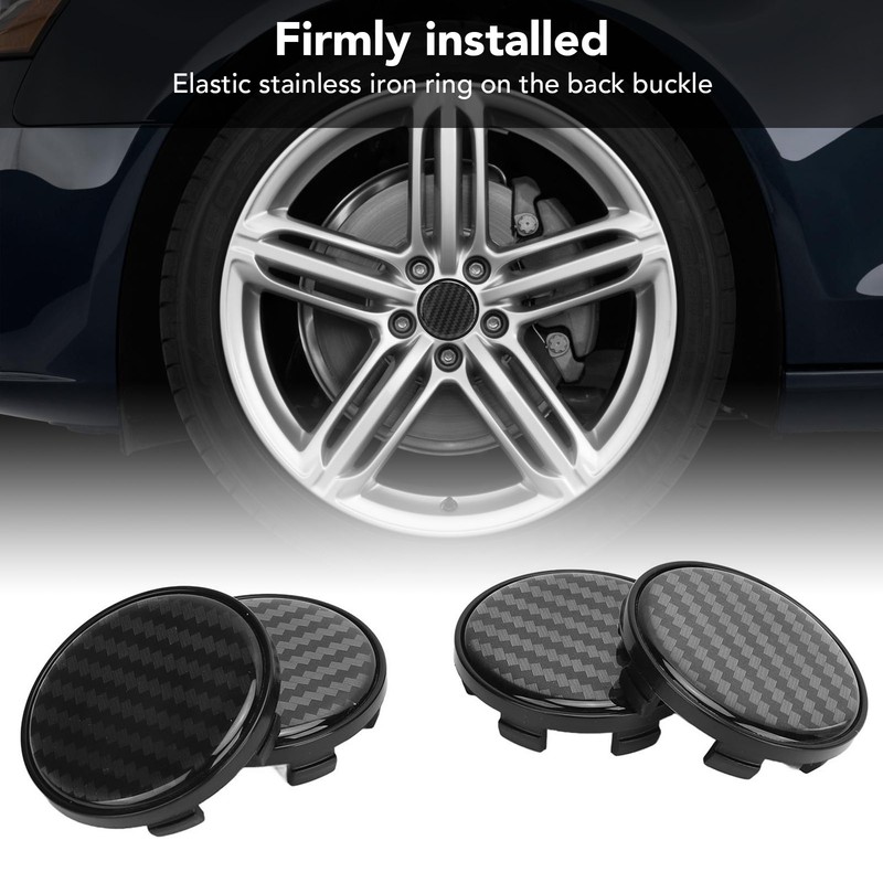 4pcs Wheel Center Caps Plastic Universal Carbon Fiber Style Center