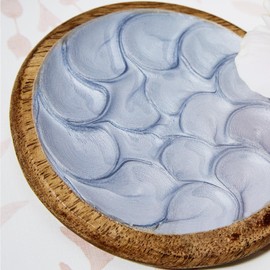 Two's Company Shimmering Hand Crafted Coasters, 4-inch Diameter, Set of 4, Includes 4 Colors, Aqua, Rose, Lavendar, Blue, Mango Wood, 54893