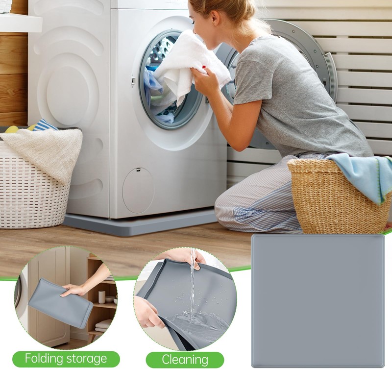 27''x27'' Washing Machine Drain Pan Silicone Mat with 0.78'' Raised