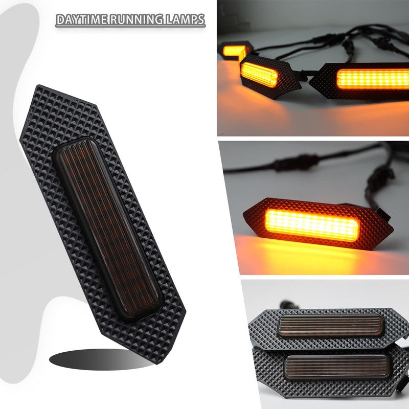 ZDEERAOTO 4pc Smoked Housing Amber LED Front Grille Lights DRL