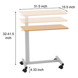 Skuehod Heavy Duty Height Adjustable Overbed Bedside Table Movable with Wheels for Hospital and Home Care Use, 70 Lbs Capacity