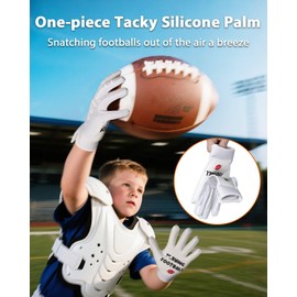 Pixel Panda Youth Football Gloves, Super Sticky Silicone Grip Wide Receiver Football Gloves, No Slip Breathable Kids Flag Glove Best Gifts for Boys Girls