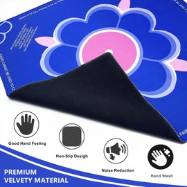 Mahjong Mat for Table with Rules Anti Slip and Noise Reduction Table Cover for Mahjong, Poker, Card Games, Board Games, Dominoes, Tile Games 31.5" x 31.5" with 1 Carrying Bag (Deep Blue)