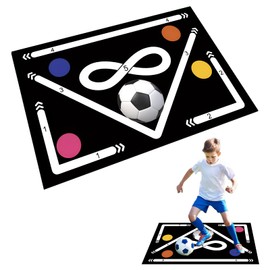 Doskona Football Footstep Training Mat, Soccer Training Mat 35 * 24IN, Soccer Skills Training Equipment (Black+Colorful Dot)