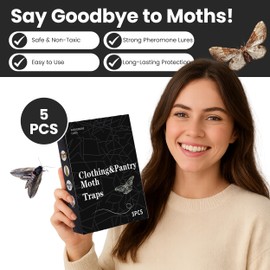 Clothes Moth Trap - Pheromone Monitoring Sticky Trap for Wardrobes, Cupboards, Drawers & Storage - Non-Toxic, Odourless, Child & Pet Safe - 5 Pack
