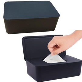CHIMNE 2Packs Wipe Dispenser,Wipe Holder for Baby & Adult,Refillable Wipe Container Keeps Wipes Fresh with Lid for Bathroom Baby Nursery,Flushable Storage Case Box (Black)