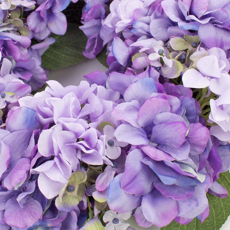 Artificial Wreath of Hydrangeas on rattan, purple, Ø 14" /