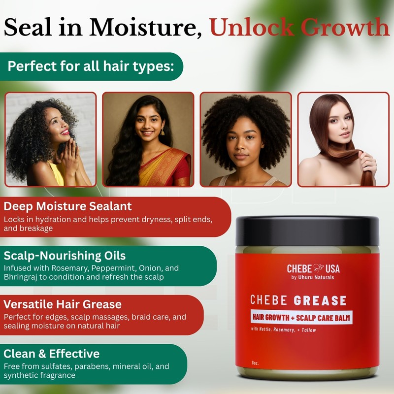 ORIGINAL Chebe Hair Growth Grease with Rosemary & Grass-Fed Tallow