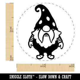 Cute Bearded Garden Gnome Self-Inking Rubber Stamp for Stamping Ink Stamper Crafting Planners - 1/2 Inch Mini - Dry Pad (No Ink)