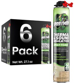 Sprayman Spray Foam Insulation (120 Sq.Ft.) - Closed Cell Polyurethane Expanding Foam Sealant, Thermal & Acoustic Protection for Wall and Attic - Gun & Cleaner NOT Included, 27.1 oz, 6 Pack