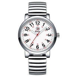 Blekon Original Nurse Watch - Multiple Color Stretch Bands, Easy Read Dial and Pulsometer, Second Hand, Water Resistant Watch