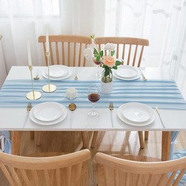Chiffon Blue Tablecloth Modern Simple Romantic Wedding Decoration Tablecloth for Birthday Party Wedding Party Decoration Transparent Fabric 75 x 304 cm (Light Blue)