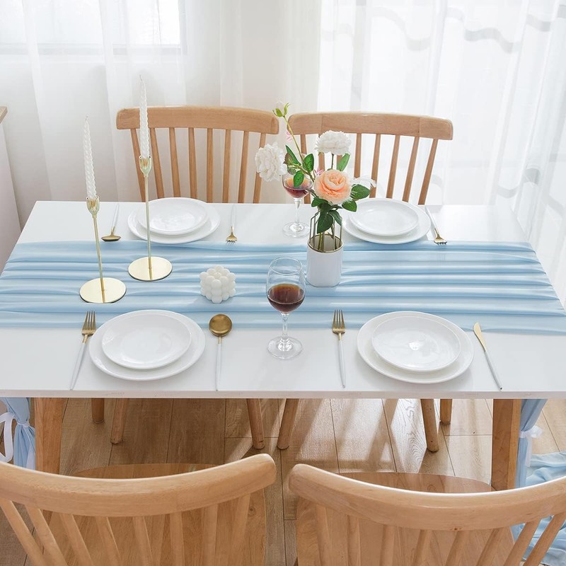 Chiffon Blue Tablecloth Modern Simple Romantic Wedding Decoration Tablecloth for