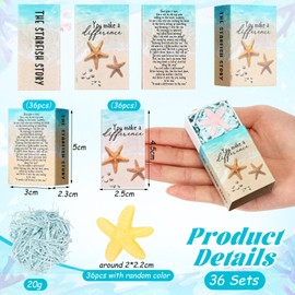 Wonderjune 36 Sets Starfish Story Gifts Valentine's Day Gifts for Coworkers Mini Resin Luminous Starfish You Make a Difference Cards Valentines for Staff Employee Appreciation Gifts bulk