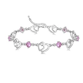 Cosie Lily Women's Bracelet 925 Sterling Silver Heart Bracelets Women Jewellery Gift for Her Valentine's Day Birthday, Sterling Silver, Cubic Zirconia