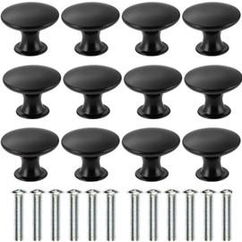 Kyrio 12PCS Drawers Knobs Furniture Knobs Drawer Handles Vintage Antique Brass Diameter 30 mm Knob for Cabinet Drawer (Black)