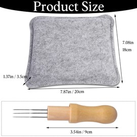 Needle Felting Pad for Beginners, Grey Needle Felting Mat, 7.08 x 7.87 x 1.57 Inch Felting Block, Wooden Felting Tool with 3 Needles, Uesd for Many Wool Felting Project
